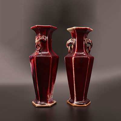 China - Pair of 19th century ox blood vases