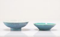 Set of 2 partridge eggshell-coloured porcelain bowls