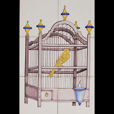 Carrelages en Delft 18ème «oiseaux en cage»