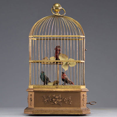 'Singing Bird Cage' automaton, mechanical with 3 birds