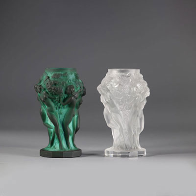 Art Nouveau vases decorated with young naked women