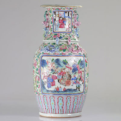 Chine vase en porcelaine de la famille rose décor de personnages