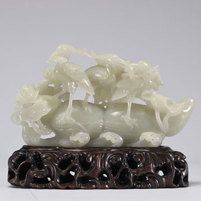 Groupe en jade blanc sculpté 