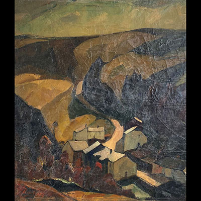 Albert RATY (1889-1970) Grande huile" vue de village"