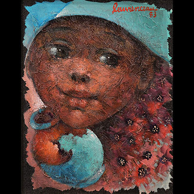 Haïti - Lyonel LAURENCEAU (1942) huile sur toile, jeune fille