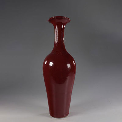 Vase en porcelaine monochrome dit sang de boeuf ,Chine 19-20ème.