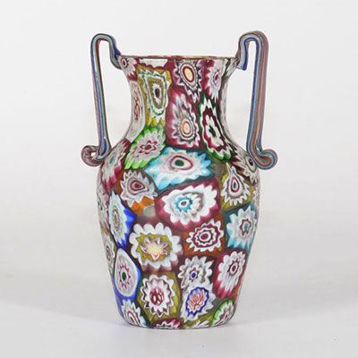 Murano vase millefiori à deux anses 1920