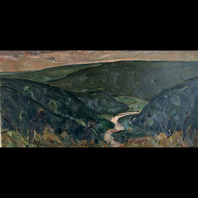Albert RATY (1889-1970) large oil painting"view of a valley in the Ardennes"