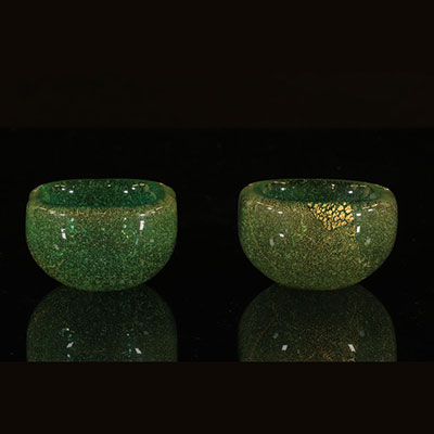 Paire de bols en cristal de Murono Venini Carlo Scarpa