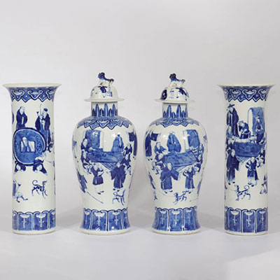 China covered vases and white blue porcelain vases decor of characters mark Kangxi