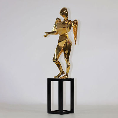 Salvador Dali L'Ange cubiste 1983   Bronze doré à l'or fin 24 carats Signé"Dali" Numéroté 938/990 Rom y Rom éditeur