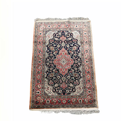 Kashan souf carpet in silk embroidered with a rich flower decoration
