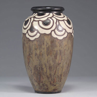 Charles CATTEAU (1880-1966) vase en grès Art Déco 