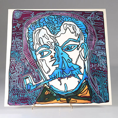 ROBERT COMBAS - GEORGES BRASSENS, 2021 Silkscreen on vinyl sleeve front & back. Internal screen printed pocket on front & back. Limited edition of 700 pieces.