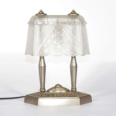 Double Art Deco lamp in frosted glass