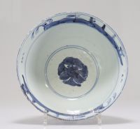 Grand bol en porcelaine blanc bleu d'époque Ming