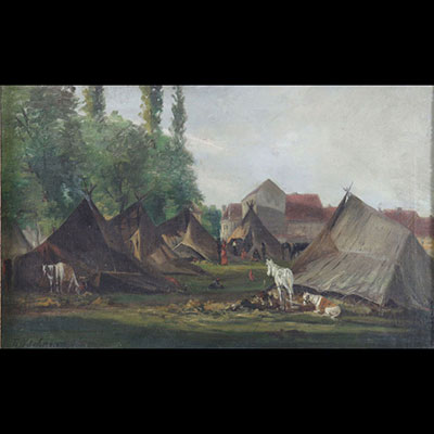 Hst Campement indien - ancienne collection Bernasconi ca 1850