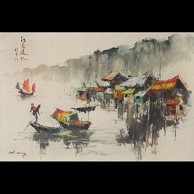Chine - Huile sur toile - Ah Ang (1943)
