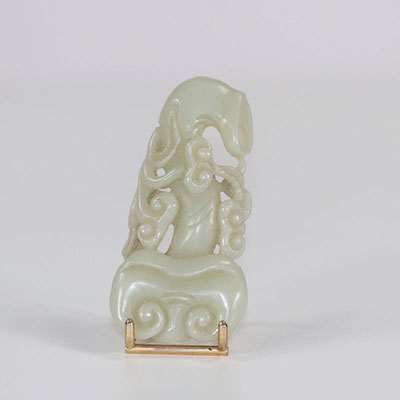 Pendentif en jade en forme de champignon magique ,Chine époque Qing .