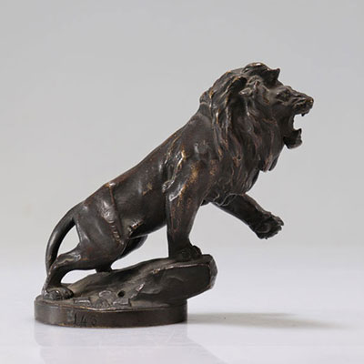 Maurice Roger MARX (1872- 1956) Peugeot automobile mascot with bronze lion.