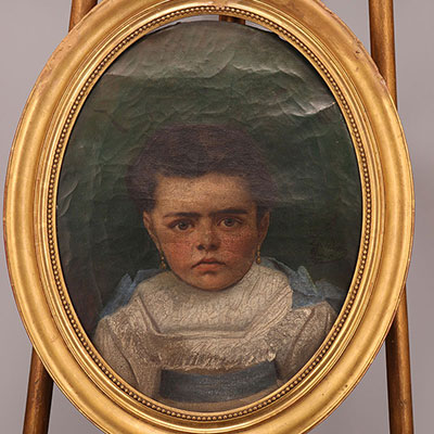 布面油画《少女肖像画》 19世纪 