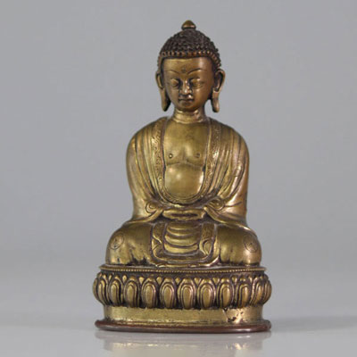 Bouddha en bronze sino-Tibétain XVII/ XVIIIème siècle