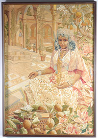 Large pair of Orientalist watercolors and oils on 19th C. paper