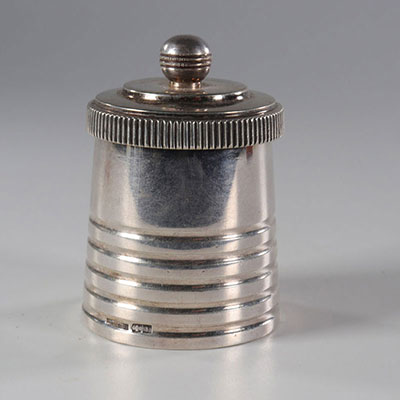 Christofle and Luc Lanel pepper mill in silver metal, Ondulation model, France around 1930.
