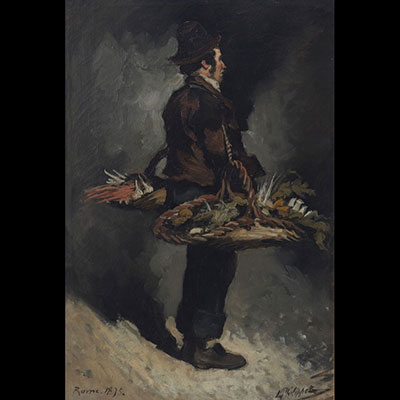 Léon PHILIPPET (1843-1906) huile « le marchand de légumes » Rome 1875