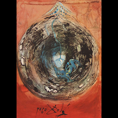 Salvador Dali.Christmas card created for Hoechst Hibérica S.A from 1969. Signed in the plate 