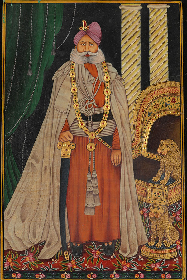 Grande peinture sur plaque d'ivoire représentant un Maharaja, INDE, XVIIIe. 