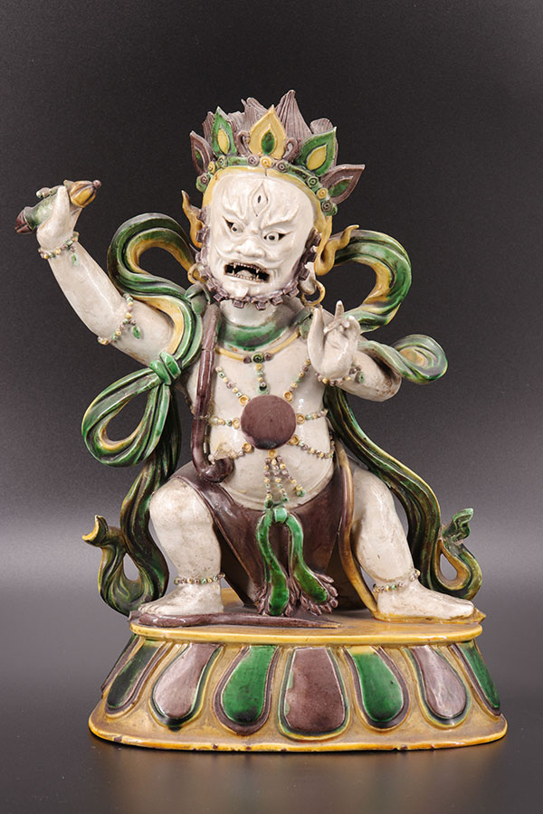 Mahakala in Ming glazed stoneware