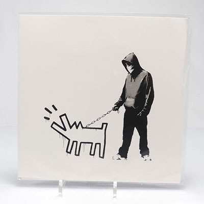 Banksy. (d'après - after).  Vinyle (Blanc) du groupe Choose you weapon -Apes on controlBarking dog, 2010.