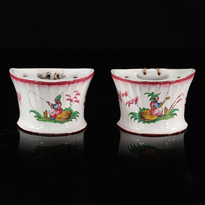 France pair of flower girls decor with Chinese 18 / 19th