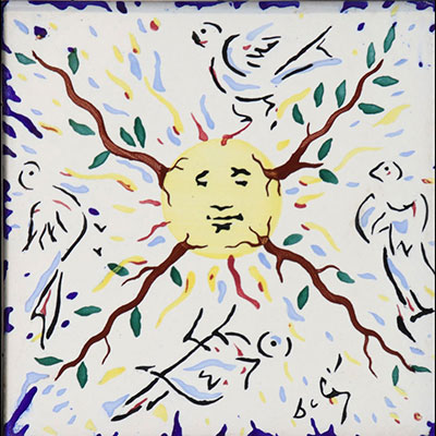 Salvador Dali - Hand painted ceramic and enamel - 1954 - The Game - The vegetal sun n ° 3.