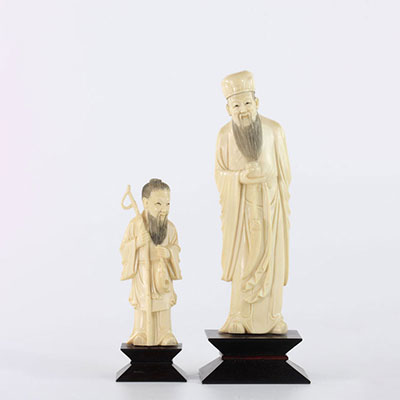 Chine lot de deux sculptures de sages vers 1900