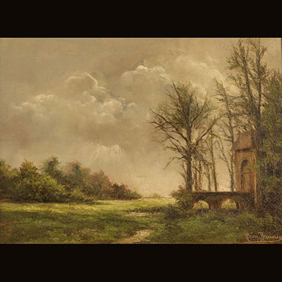 Léon Brunin - huile sur toile - les cumulus
