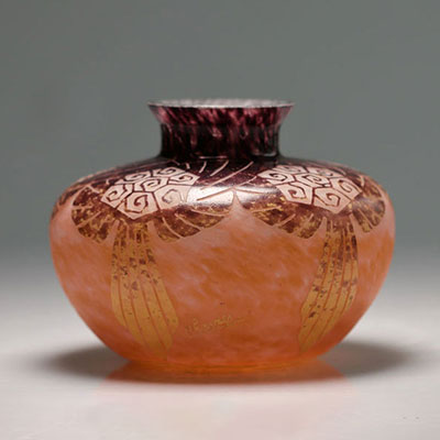 CHARDER (SCHNEIDER Charles, 1881-1953) vase Art déco dégagé a l'acide