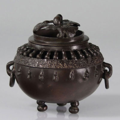 Brûle parfum asiatique en bronze XIXème siècle