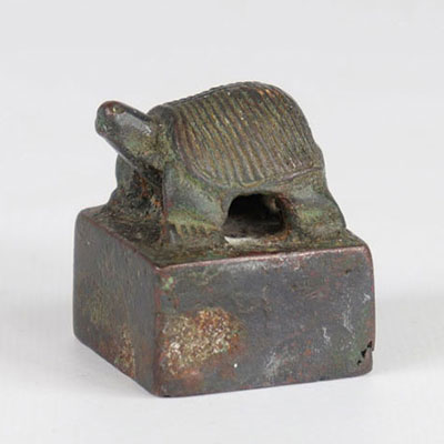 Chine sceau en bronze surmonté d'une tortue