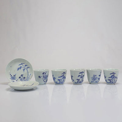 Lot de porcelaine blanc bleu chine XVIIIème