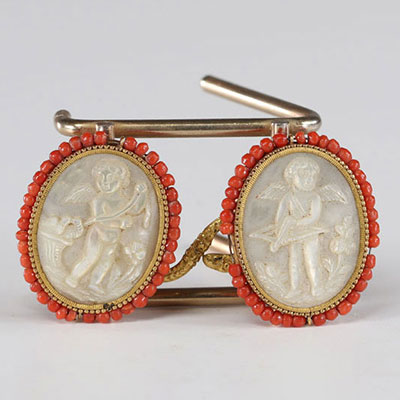 Rare Louis XV mother-of-pearl and coral buttons 