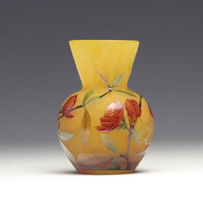 Daum Nancy vase decorated with enamelled flowers
