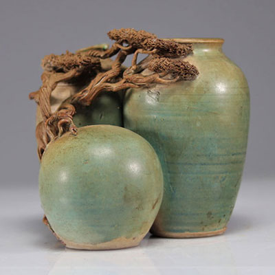 Vase japonais en terre vernissée