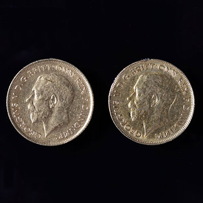 2 pièces Souverain en or 1913 et 1915