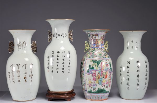 Vases (4) en porcelaine de chine vers 1900