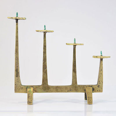 FÉLIX AGOSTINI (1912-1974) att. gilt bronze proof candle holder