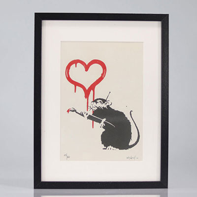 BANKSY (born in 1974), after Rat Heart Color print on paper Signed (in the plate)
