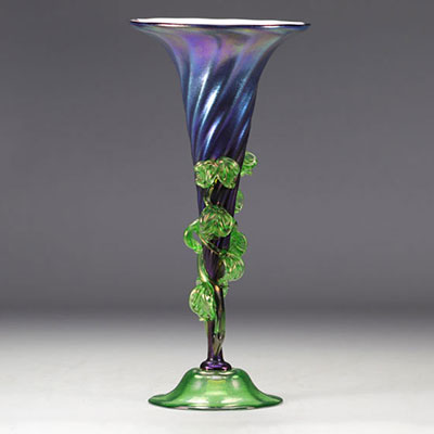 LOETZ, Signed Art Nouveau iridescent glass vase.