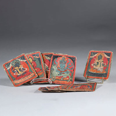 Tibet lot of 10 miniature paintings 18 / 19th